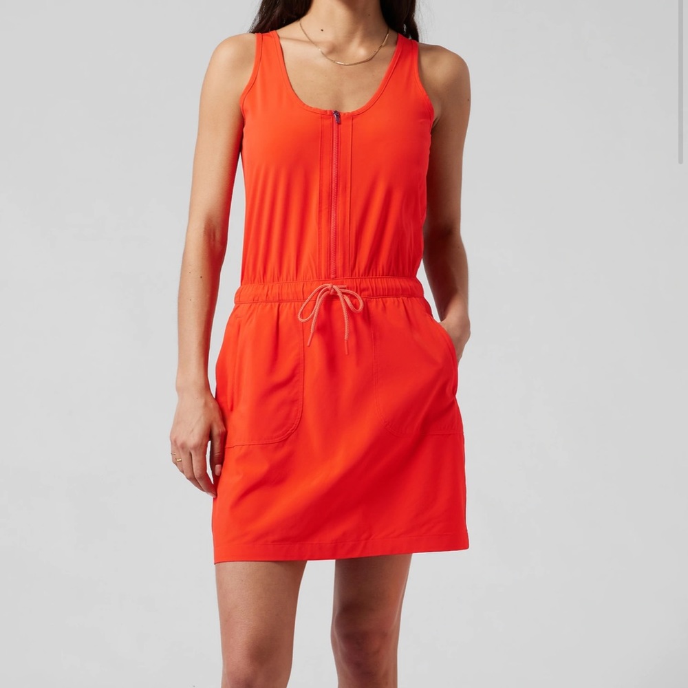 ATHLETA Expedition Skort Hiking Dress Romper shorts Vermillion Orange 2